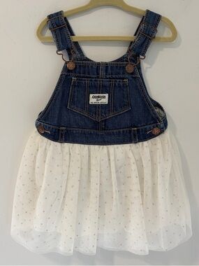 OSHKOSH overall white tutu denim dress 2T
